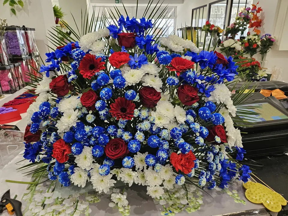 Grande gerbe bleu, blanc et rouge